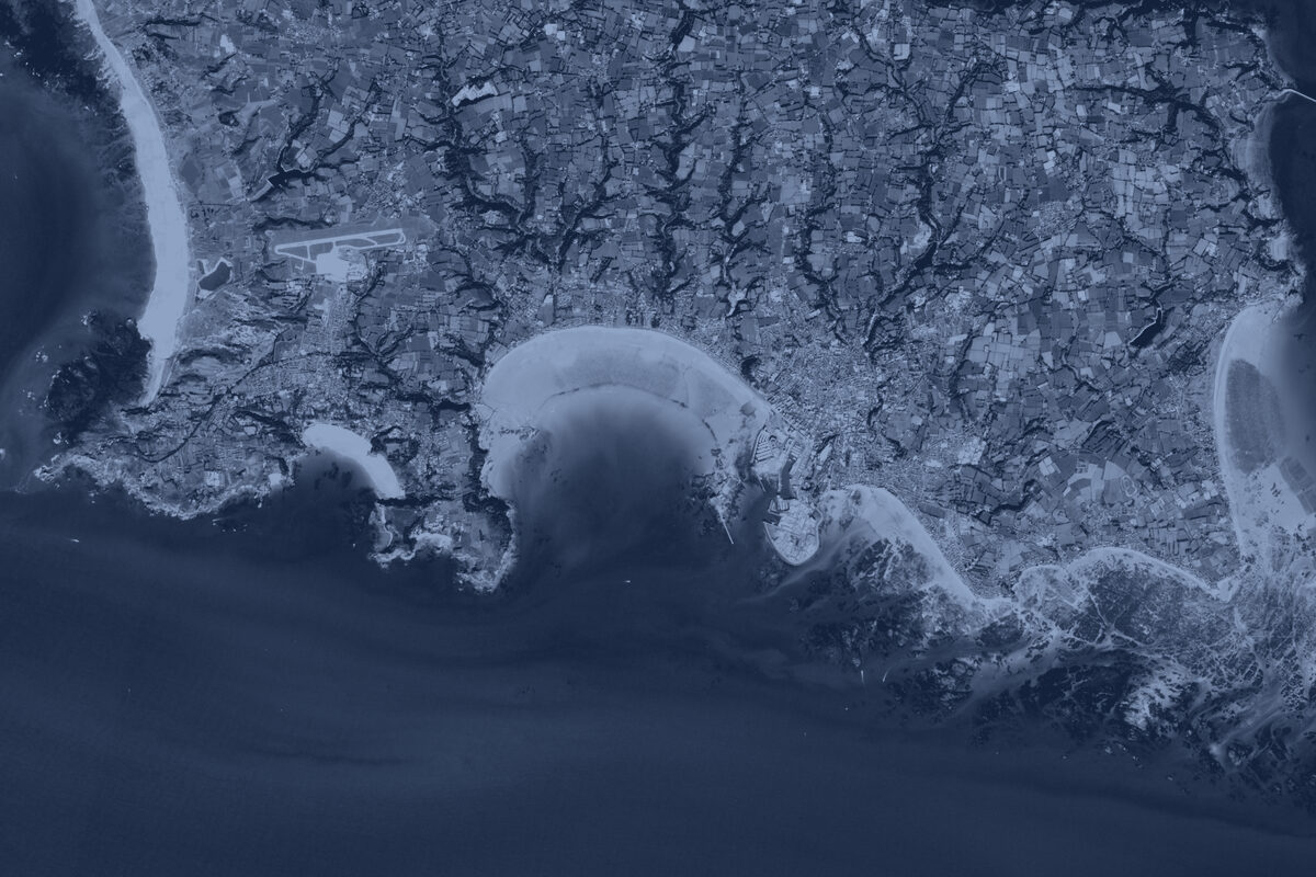 Satellite view of the south coast of Jersey around St Helier