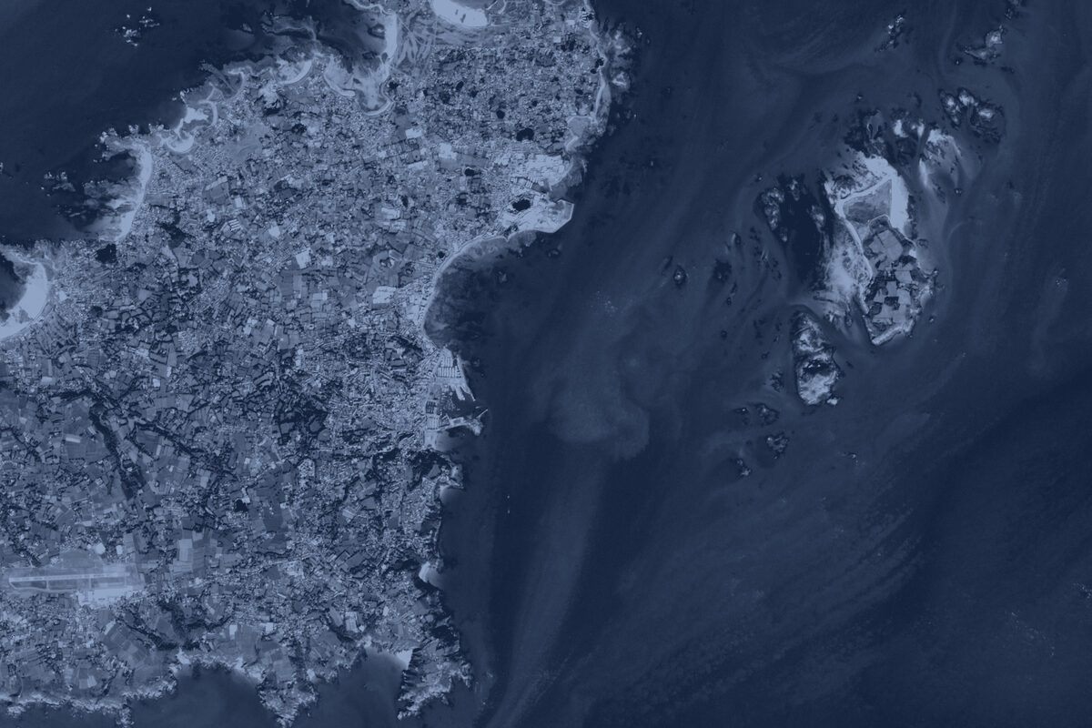 Satellite view of the east coast of Guernsey around St Peter Port