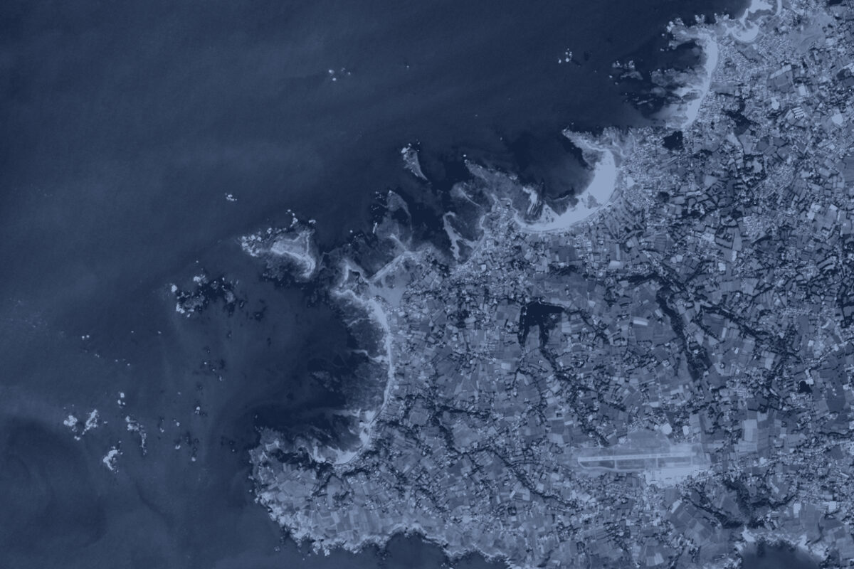 Satellite view of the west coast of Guernsey